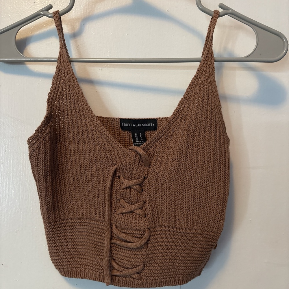 Streetwear Society Lace-Up Brown Camisole